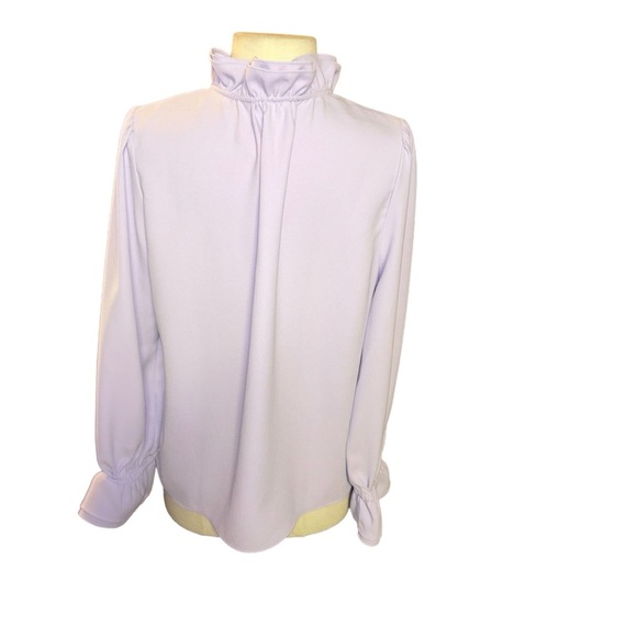 Jcrew purple lilac Ruffleneck top in 365 crepe blouse size Medium M style AW095 - Picture 4 of 8